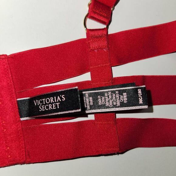 Victoria’s Secret Very Sexy Red Strappy Open Cup Balconet Bra 36C - Picture 7 of 10